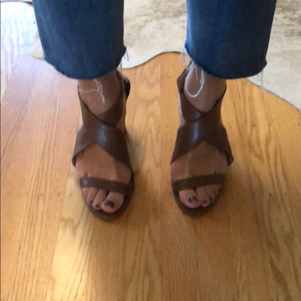 Via Spiga Brown Leather Mules